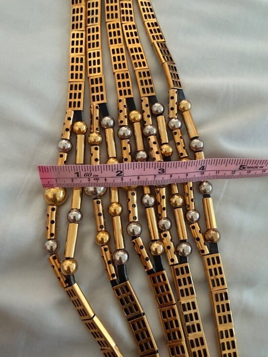 Avignon Womens Statement Belt Size S/M Gold Silver Black Adjustable Vintage Glam main image 9